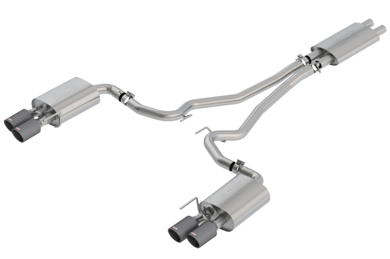 Borla Cat-Back Exhaust System Touring Carbon Fiber Tips (2018-2023 Mustang GT) 1014045CF