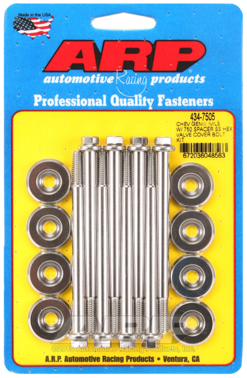 ARP Small Block Chevy GENIII/IV LS Series .750 Spacer Hex Valve Cover Bolt Kit - Stainless Steel - 434-7505