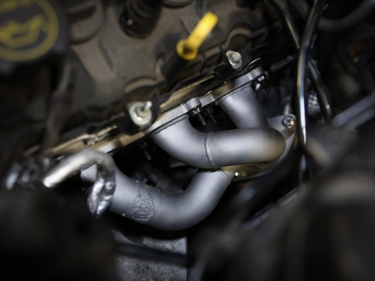 aFe Twisted Steel Shorty Header 11-17 Ford Mustang V6-3.7L - Titanium Coat Finish - 48-43031-T