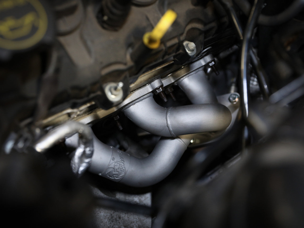 aFe Twisted Steel Shorty Header 11-17 Ford Mustang V6-3.7L - Titanium Coat Finish - 48-43031-T