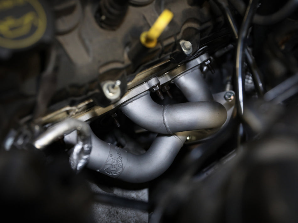 aFe Twisted Steel Shorty Header 11-17 Ford Mustang V6-3.7L - Titanium Coat Finish - 48-43031-T