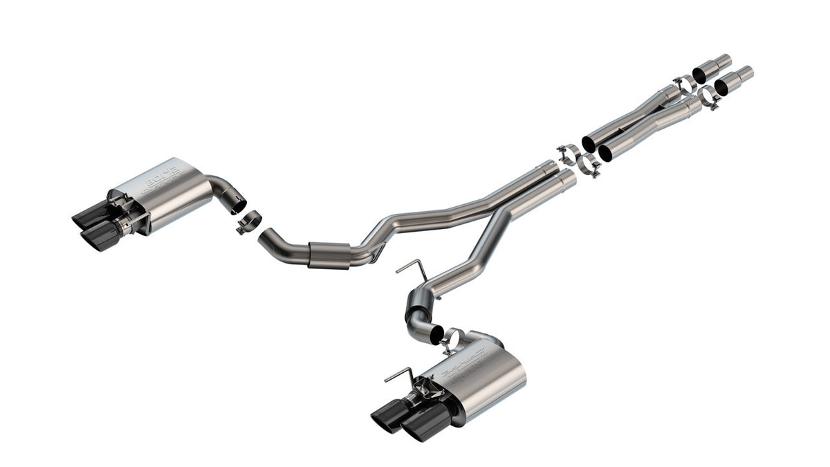 Borla 2024 Ford Mustang GT 5.0L V8 w/ Active Exhaust S-Type Cat-Back Exhaust System - Black Chrome - 140962BC