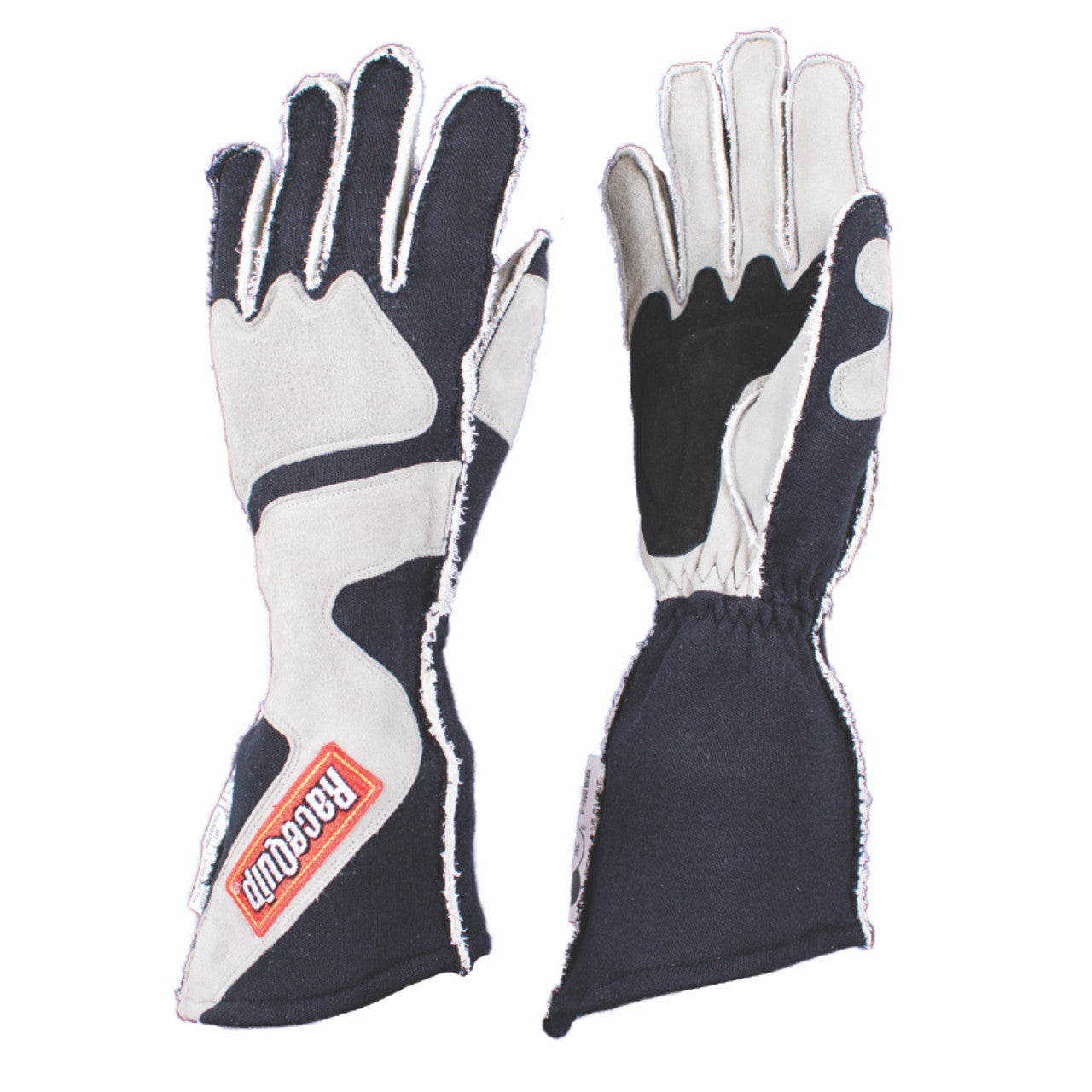 RaceQuip SFI-5 Gray/Black Large Outseam Angle Cut Glove - 359605