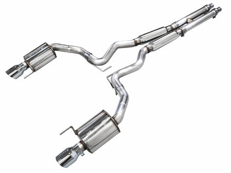 AWE Touring Edition Catback Exhaust Dual Silver Tips (2024-2025 Mustang GT) 3015-32650