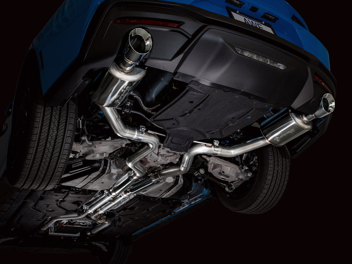 AWE Touring Edition Catback Exhaust Dual Silver Tips (2024-2025 Mustang GT) 3015-32650