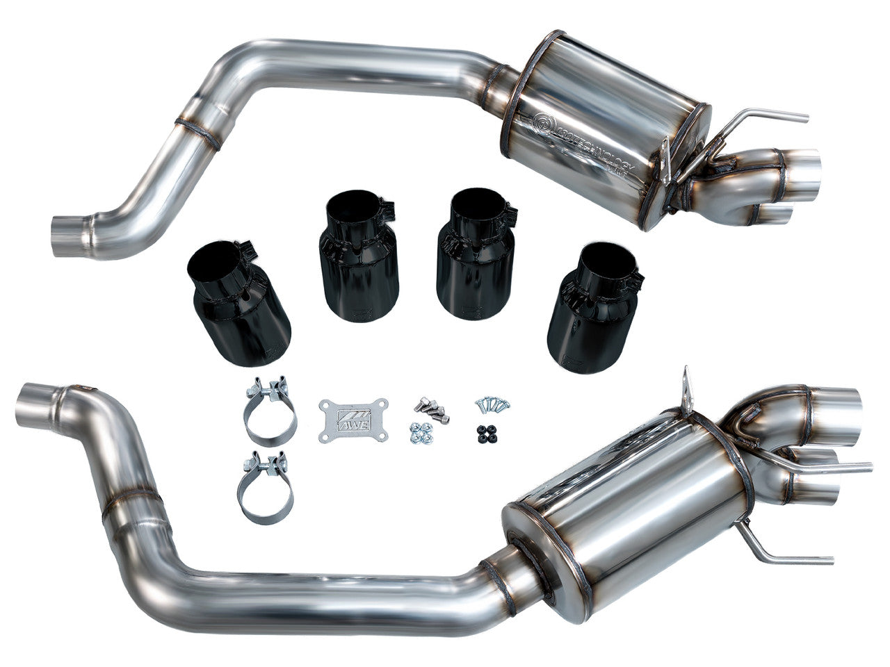 AWE Touring Edition Axleback Exhaust Black Tips (2005 - 2007 C6 Corvette 6.0L / 2008 6.0L) 3015-43660