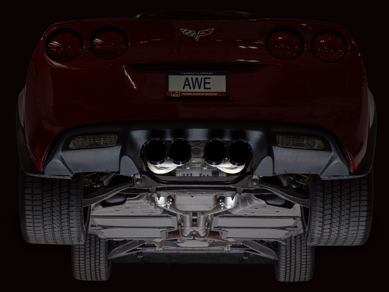 AWE Touring Edition Axleback Exhaust Black Tips (2005 - 2007 C6 Corvette 6.0L / 2008 6.0L) 3015-43660