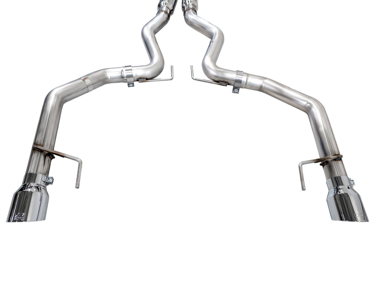 AWE Track Edition Catback Exhaust Dual Silver Tips (2024-2025 Mustang GT) 3020-32650