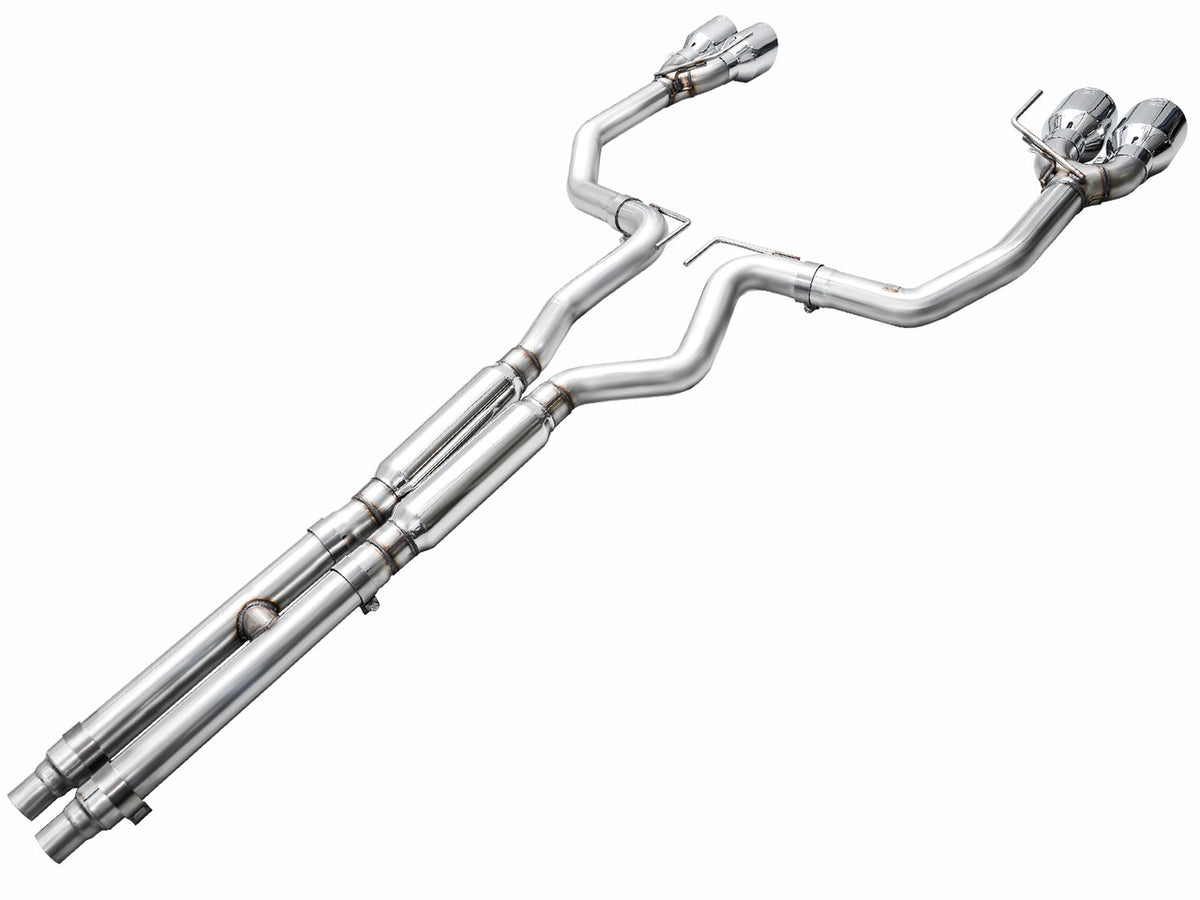 AWE Track Edition Catback Exhaust Quad Silver Tips (2024-2025 Dark Horse S650) 3020-42375