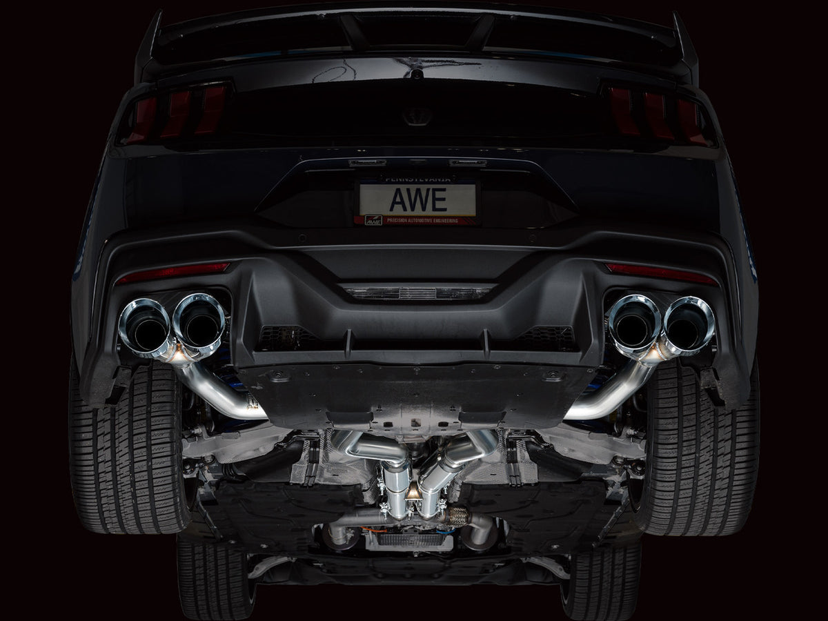 AWE Track Edition Catback Exhaust Quad Silver Tips (2024-2025 Dark Horse S650) 3020-42375