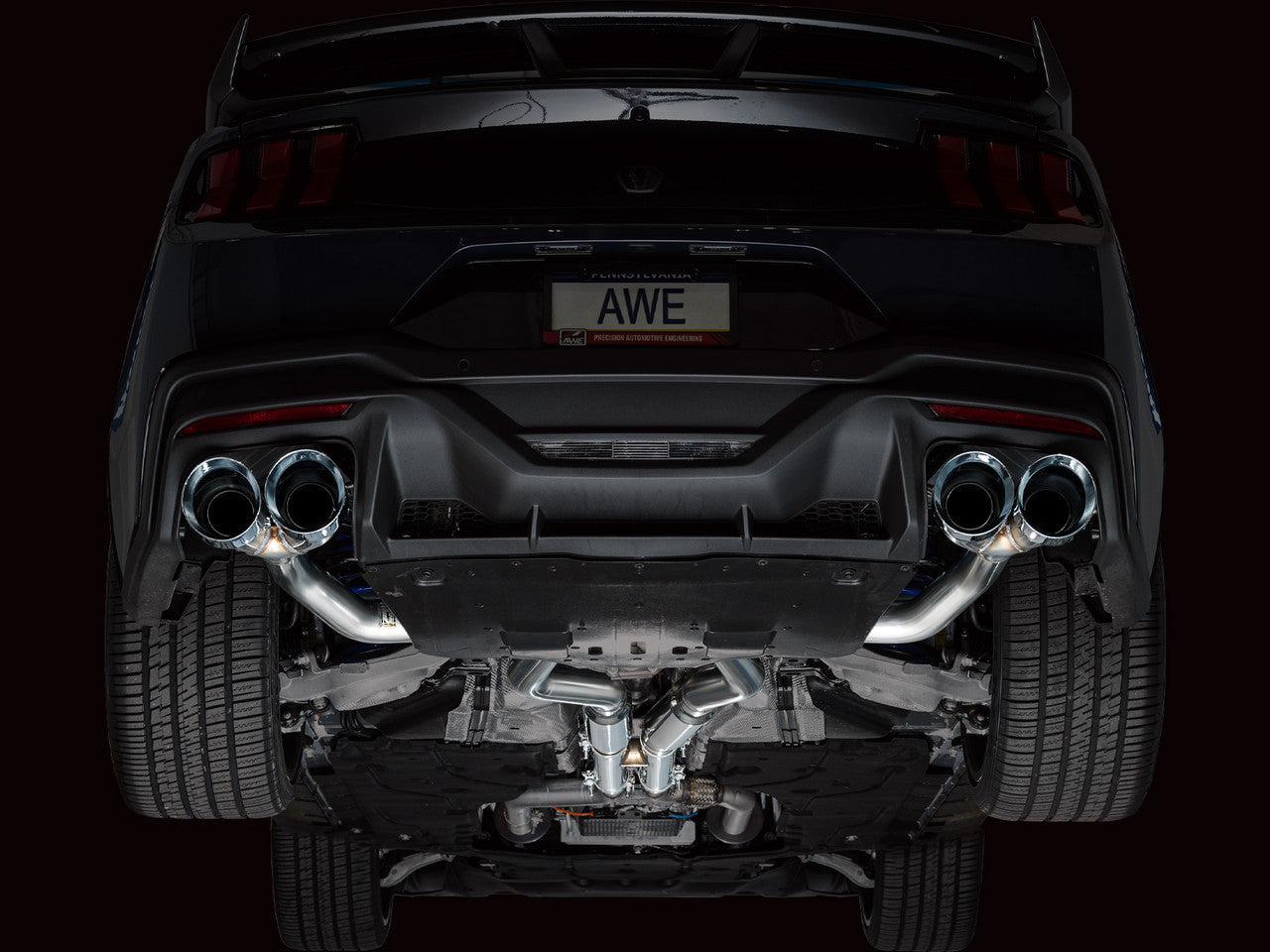 AWE Track Edition Catback Exhaust Quad Silver Tips (2024-2025 Dark Horse S650) 3020-42375