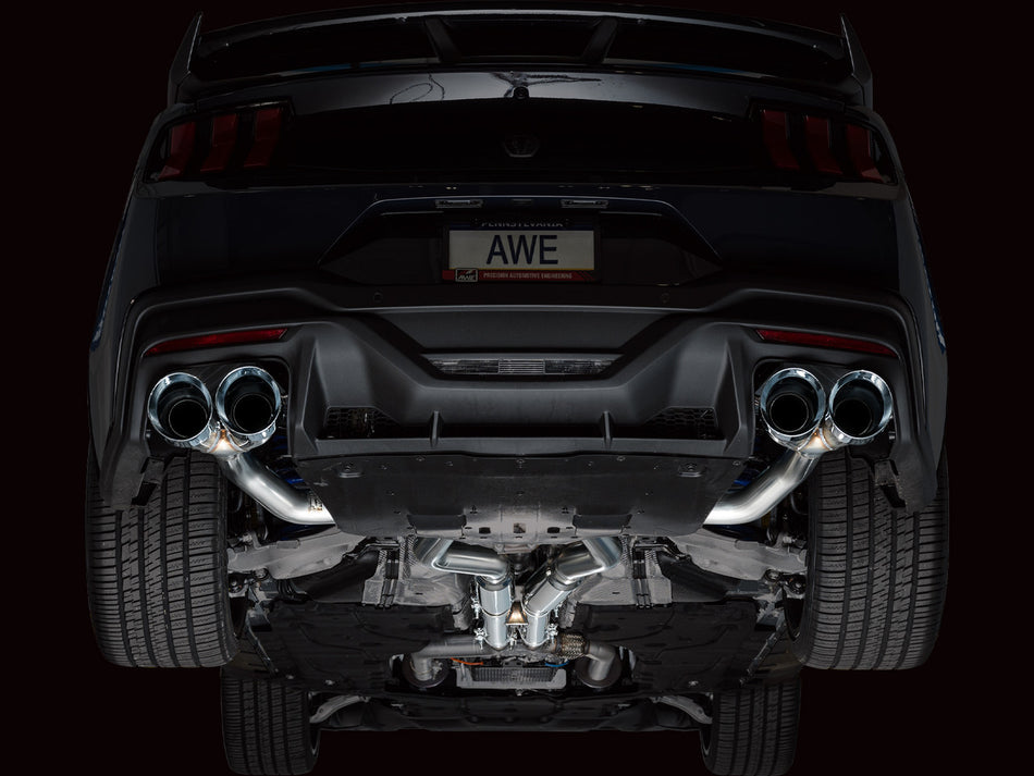 AWE Track Edition Catback Exhaust Quad Silver Tips (2024-2025 Dark Horse S650) 3020-42375