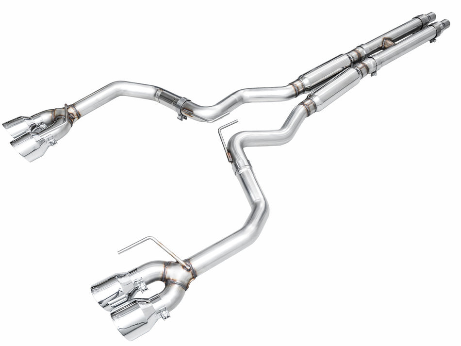 AWE Track Edition Catback Exhaust Quad Silver Tips (2024-2025 Mustang GT) 3020-42650