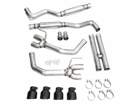 AWE Track Edition Catback Exhaust Quad Black Tips (2024-2025 Mustang GT) 3020-43650