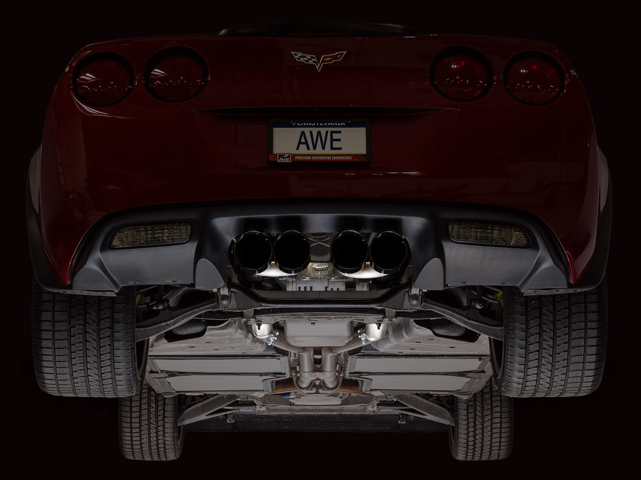AWE Track Edition Axleback Exhaust Black Tips (2009 - 2013 C6 Corvette 6.2L) 3020-43662