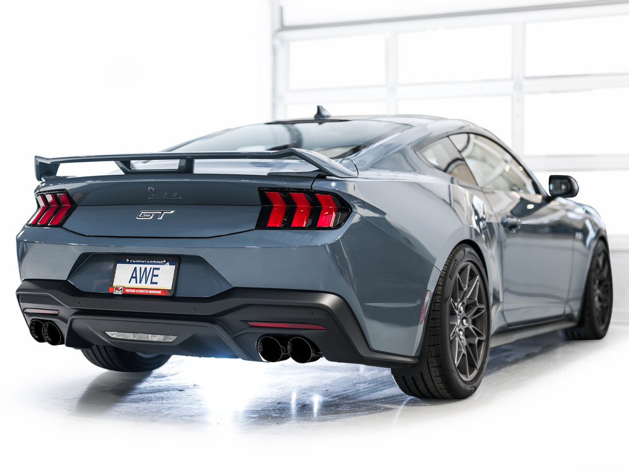 AWE SwitchPath Catback Exhaust Quad Black Tips (2024-2025 Mustang GT) 3025-43650