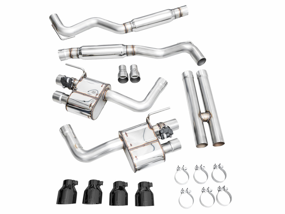 AWE SwitchPath Catback Exhaust Quad Black Tips (2024-2025 Mustang GT) 3025-43650