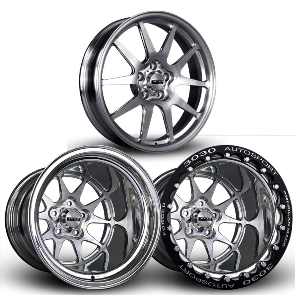 3030 Autosport Mach 10 18x5 & 17x10 Drag Pack (2015-2023 Mustang / 2024 Mustang)