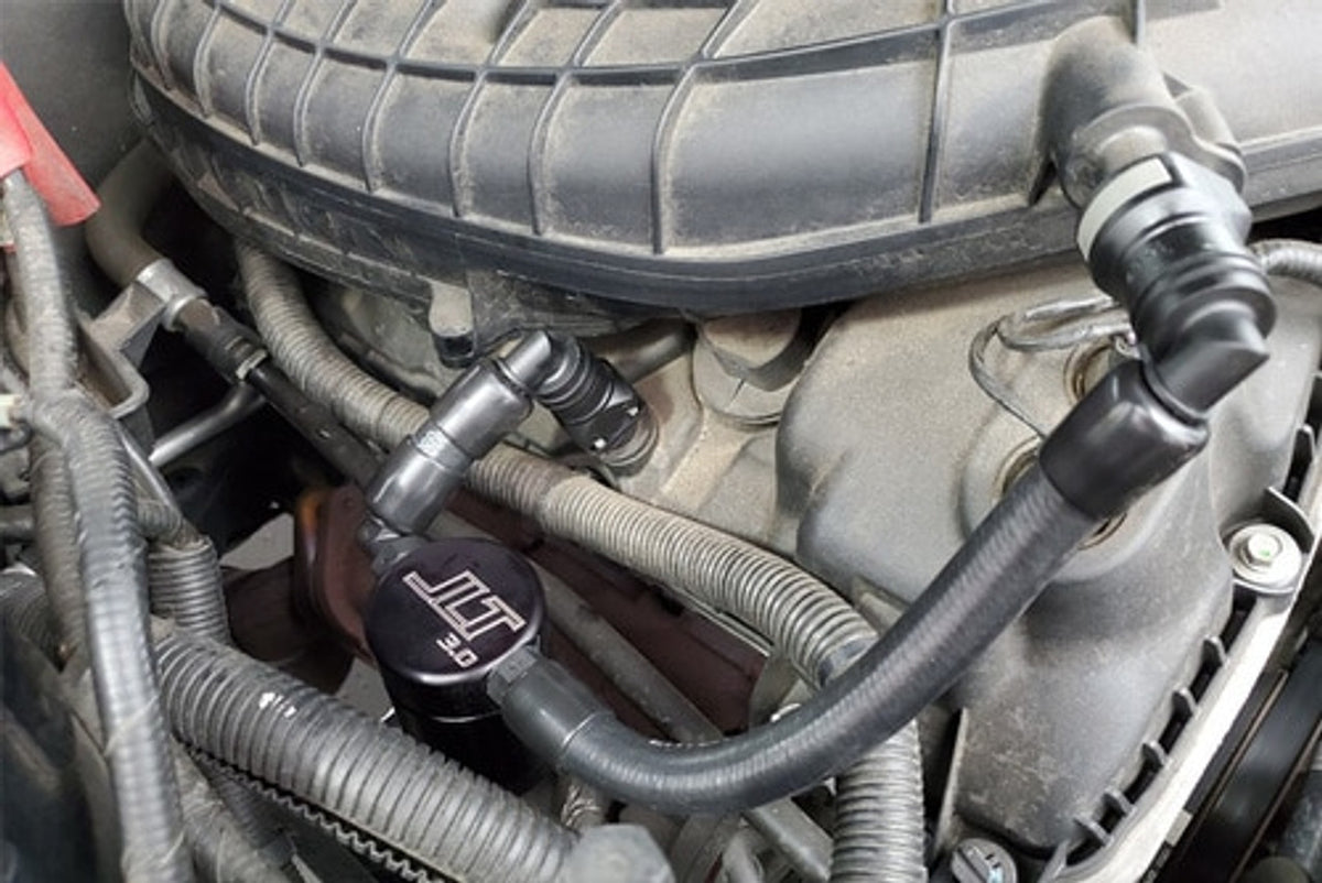 J&L 3.0 V2 Oil Separator Passenger Side Black (2011-2017 Mustang V6) 3050P-B