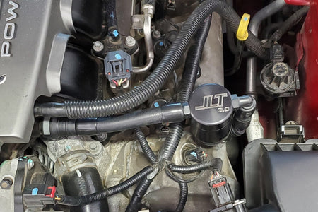 J&L 3.0 V2 Oil Separator Drive Side Black (2005-2010 Mustang GT/Bullitt/Saleen) 3051D-B
