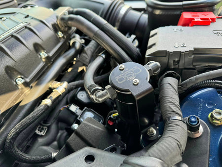 J&L Oil Separator 3.0 PCV Side Black Anodized (2024 - 2025 Mustang GT 5.0 w/ Whipple Supercharger) 3092P-B