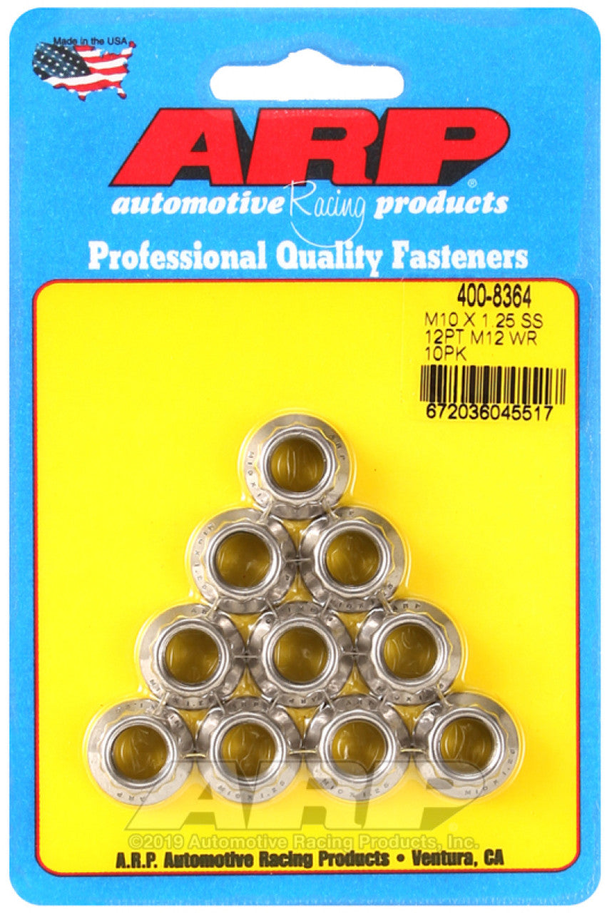 ARP M10 x 1.25 SS 12pt Nut Kit (10/pkg) - 400-8364