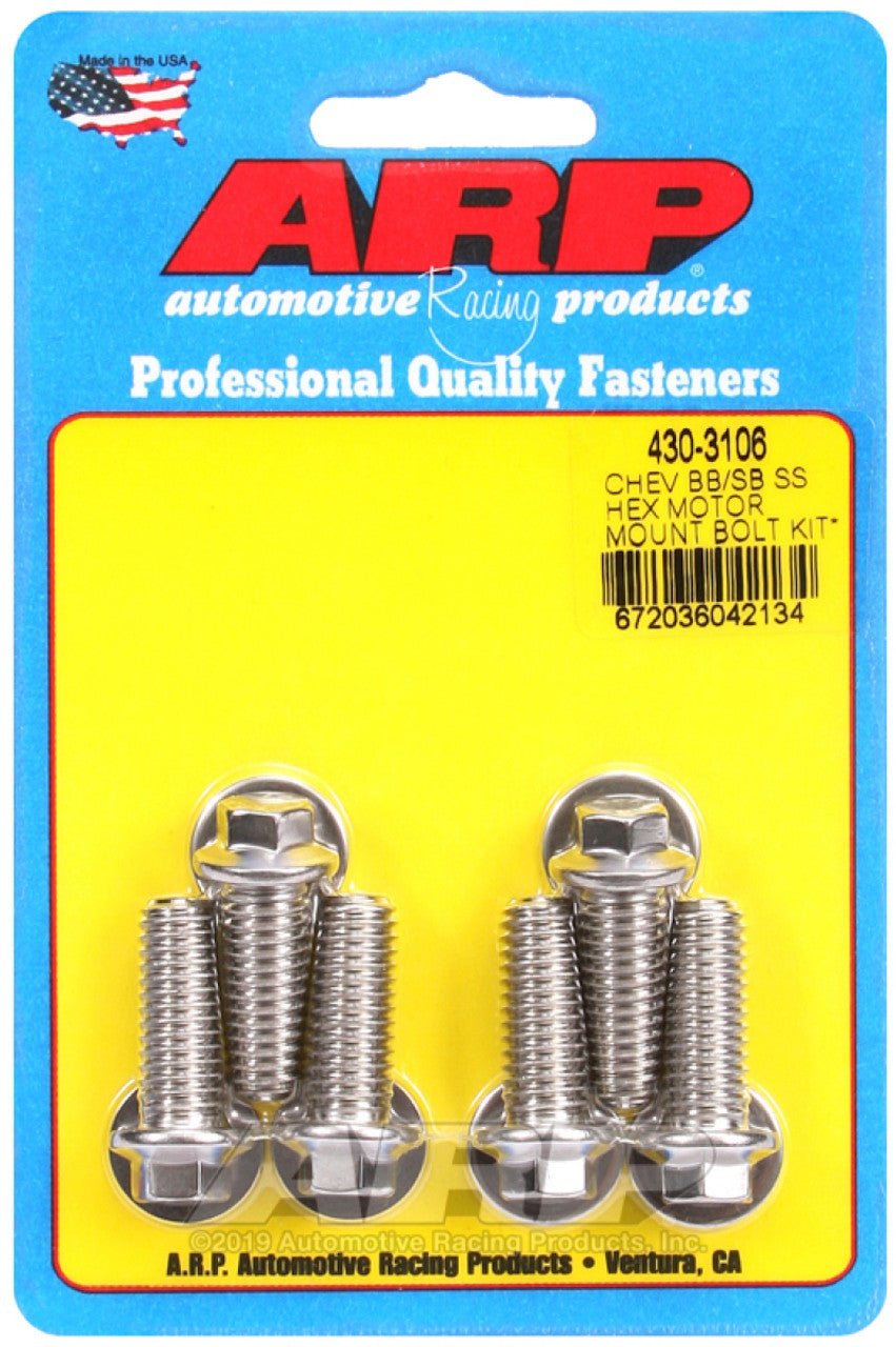 ARP Chevy Hex Motor Mount Bolt Kit w/ energy suspension Mounts - 430-3106