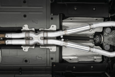 MBRP 15-16 Dodge Challenger RT 5.7L Aluminized Steel 3in Dual Rear Cat-back Quad Tips - Street - S7115AL