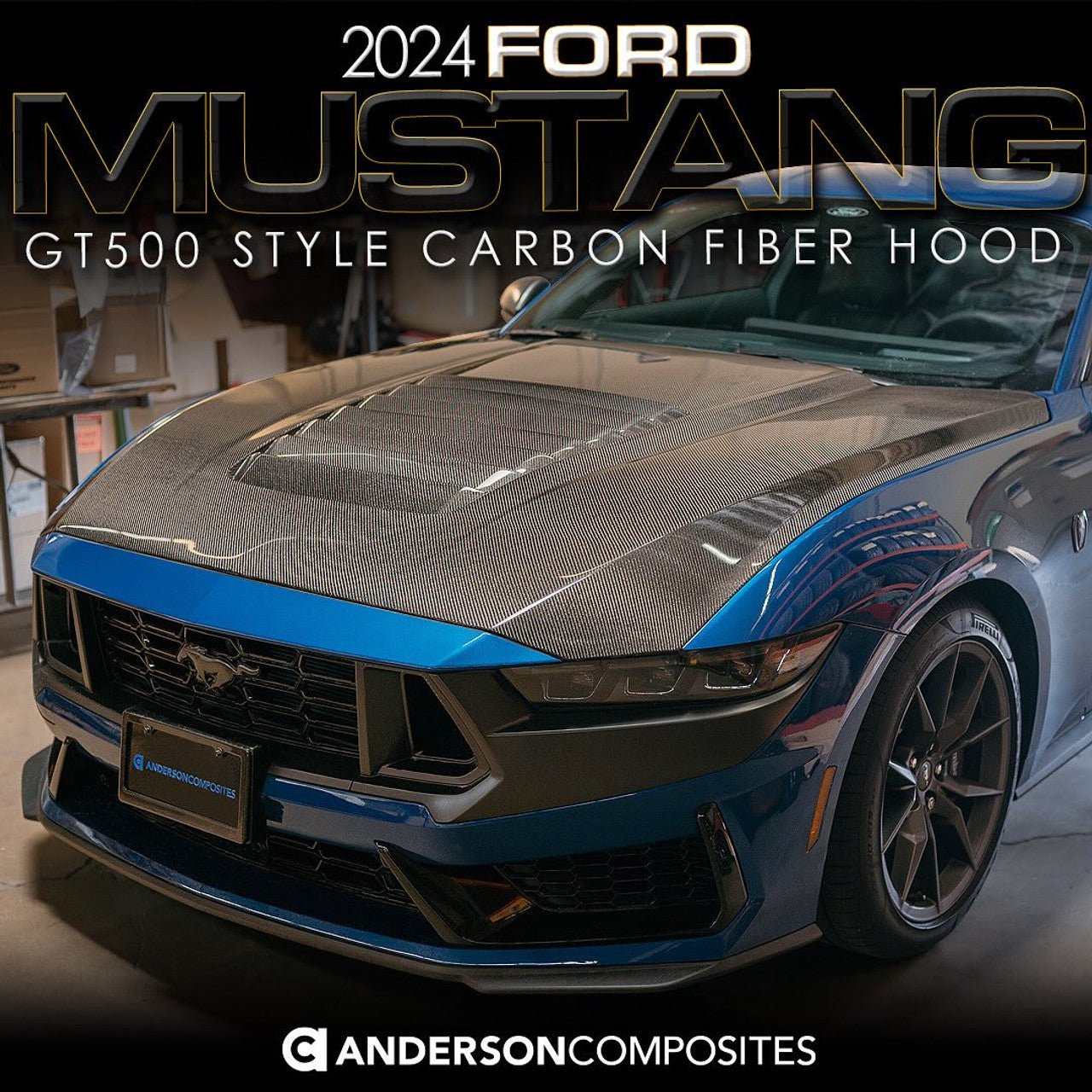 Anderson Composites Double Sided Type-GT5 Carbon Fiber Hood (2024-2025 Mustang) AC-HD24FDMU-GT5-DS