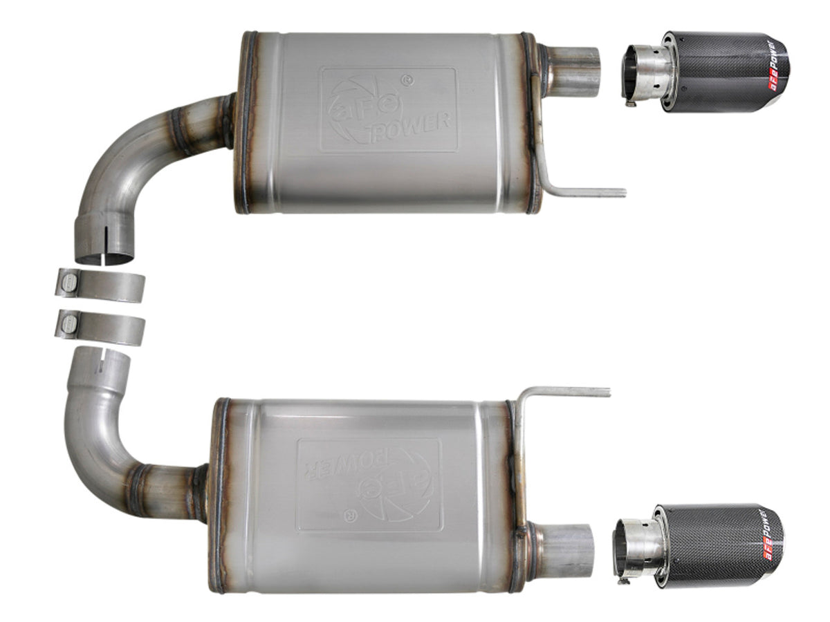 aFe MACH Force Xp SS Axle Back Exhaust System w/ Carbon Fiber Tips 15-17 Ford Mustang GT V8-5.0L - 49-43105-C