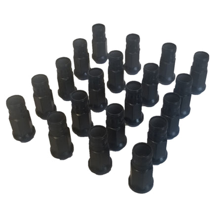 Shelby American Carbon Pack Open Ended Lug Nut Set Aftermarket Wheels Black - Set of 20 (2015 - 2025 Mustang GT350R / 2015 - 2025 GT500) 45048BC-SET