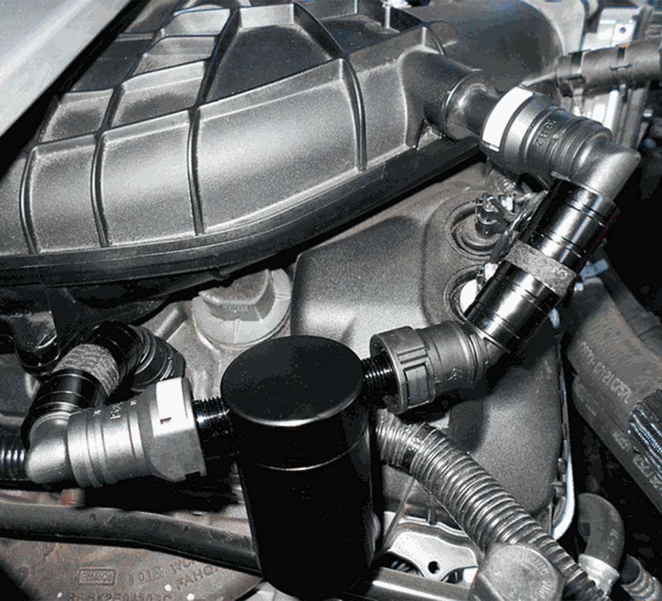 UPR Products Plug N Play Short SC Oil Catch Can Satin (2011 - 2017 Mustang V6) 5028-110