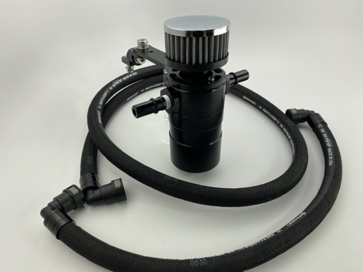UPR Products Billet Dual Inlet Breather Tank Plug N Play Black (2011-2023 Mustang GT) 5029-221