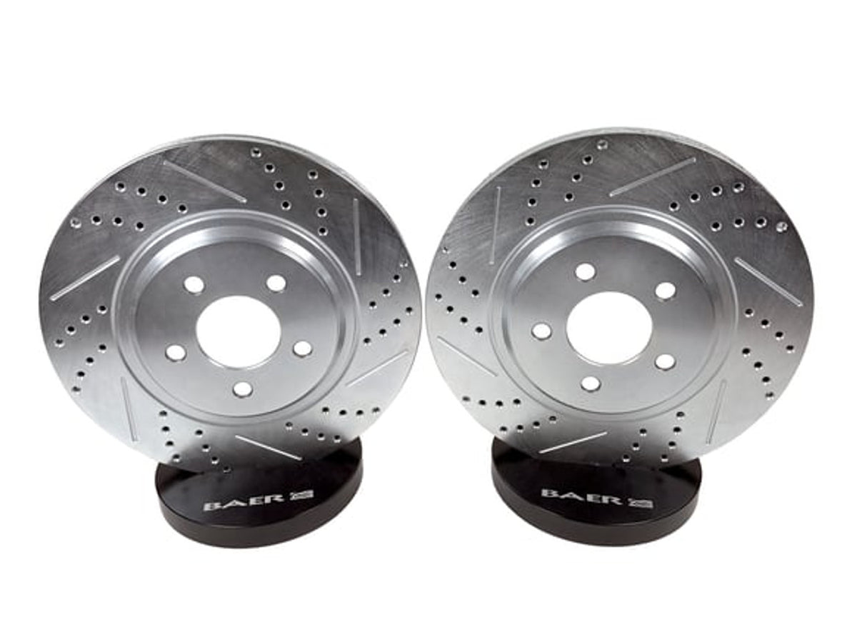 Baer Slotted Drilled Zinc-Plated Sport Front Rotor Pair (2005 - 2014 Mustang) 54134-020