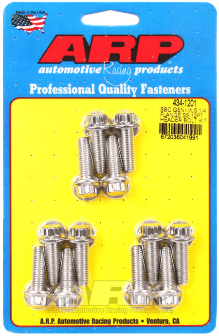 ARP Chevy SBC/GenIII LS 1/4in Flange SS 12pt Header Bolt Kit - 434-1201