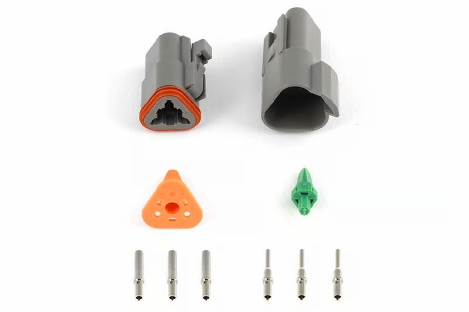 Haltech Matching Set of Deutsch DT-3 Connectors (DT06-3S + DT04-3P) - (13 Amp) Plug & Pins - HT-031113