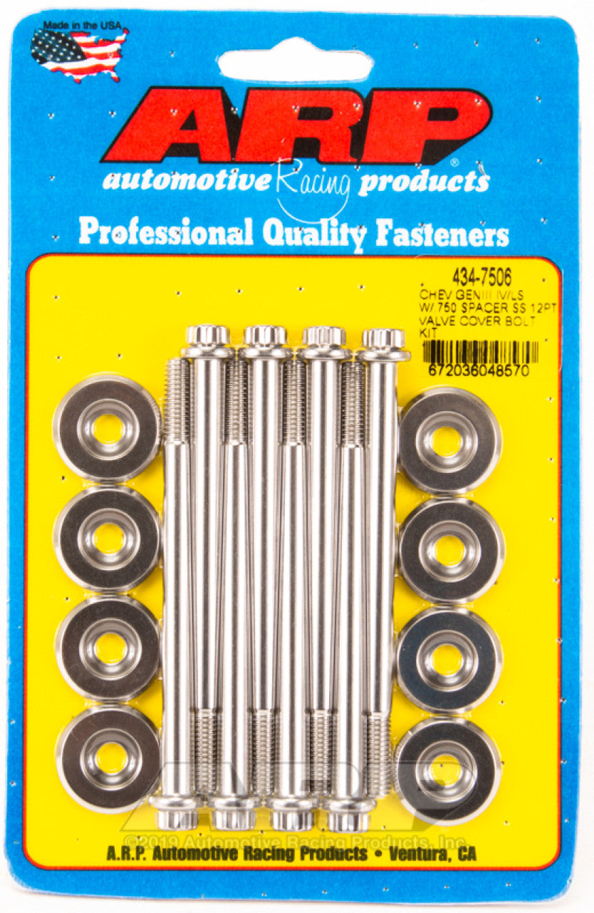 ARP Small Block Chevy GENIII/IV LS Series .750 Spacer 12pt Valve Cover Bolt Kit - Stainless Steel - 434-7506