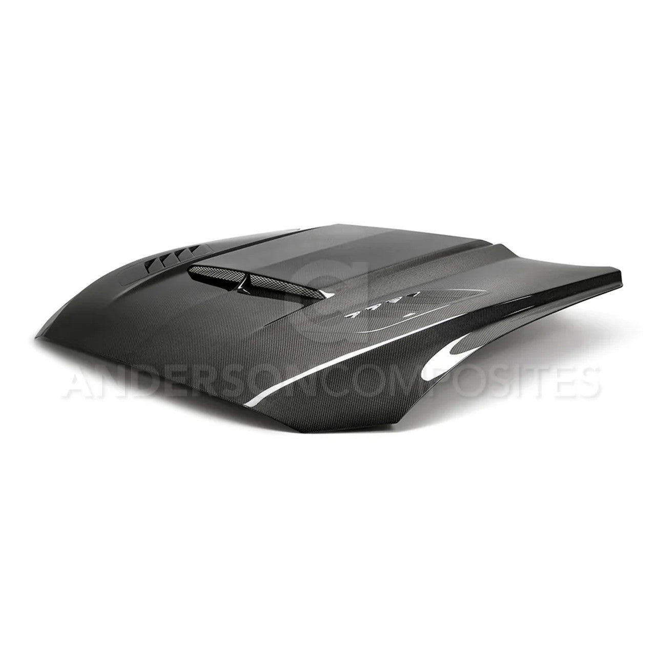 Anderson Composites Ram Air Double Sided Carbon Fiber Hood (2018-2023 Mustang) AC-HD18FDMU-AB-DS
