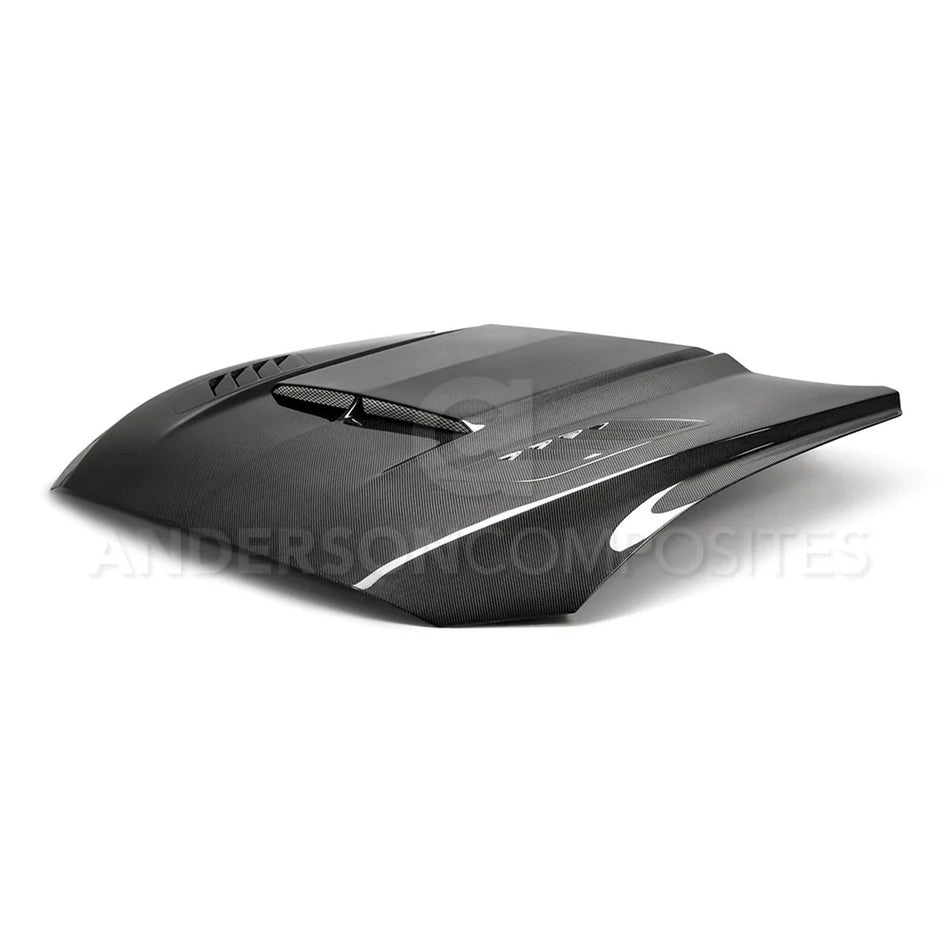 Anderson Composites Ram Air Double Sided Carbon Fiber Hood (2018-2023 Mustang) AC-HD18FDMU-AB-DS