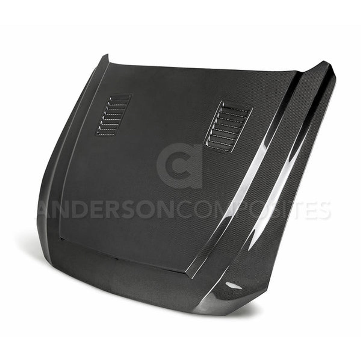 Anderson Composites Super Snake Style Double sided Carbon Fiber Hood (2018-2023 Mustang) AC-HD18FDMU-SN-DS