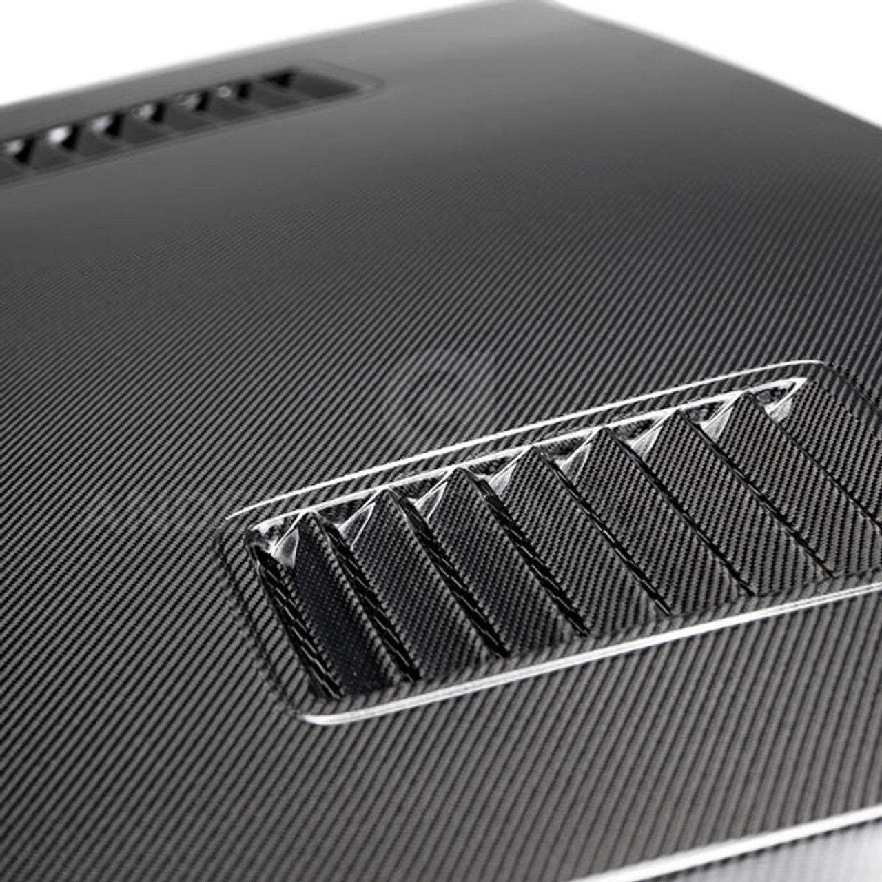 Anderson Composites Super Snake Style Double sided Carbon Fiber Hood (2018-2023 Mustang) AC-HD18FDMU-SN-DS