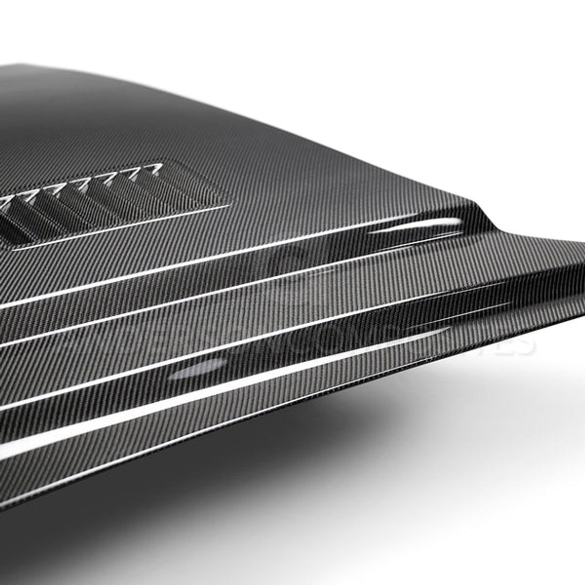 Anderson Composites Super Snake Style Double sided Carbon Fiber Hood (2018-2023 Mustang) AC-HD18FDMU-SN-DS