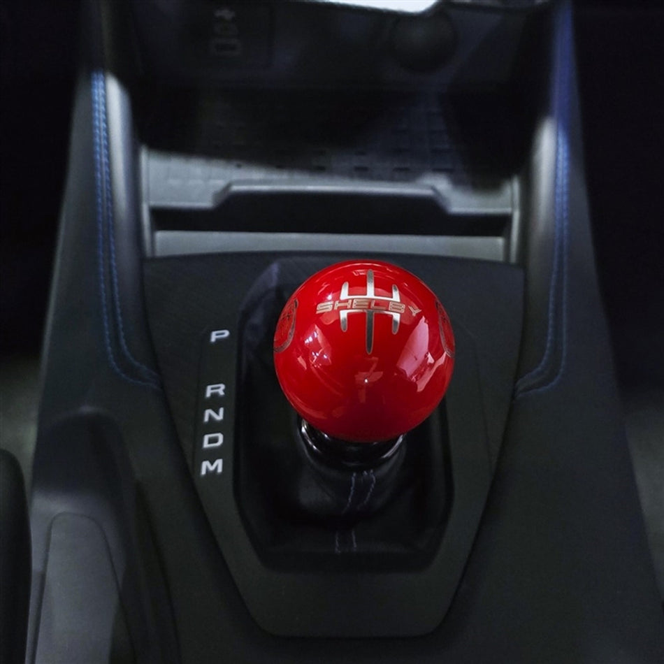 Shelby American Weighted Automatic Shifter by Billetworkz - Red (2015 - 2025 Mustang) BWKNBMUSAUGREDS
