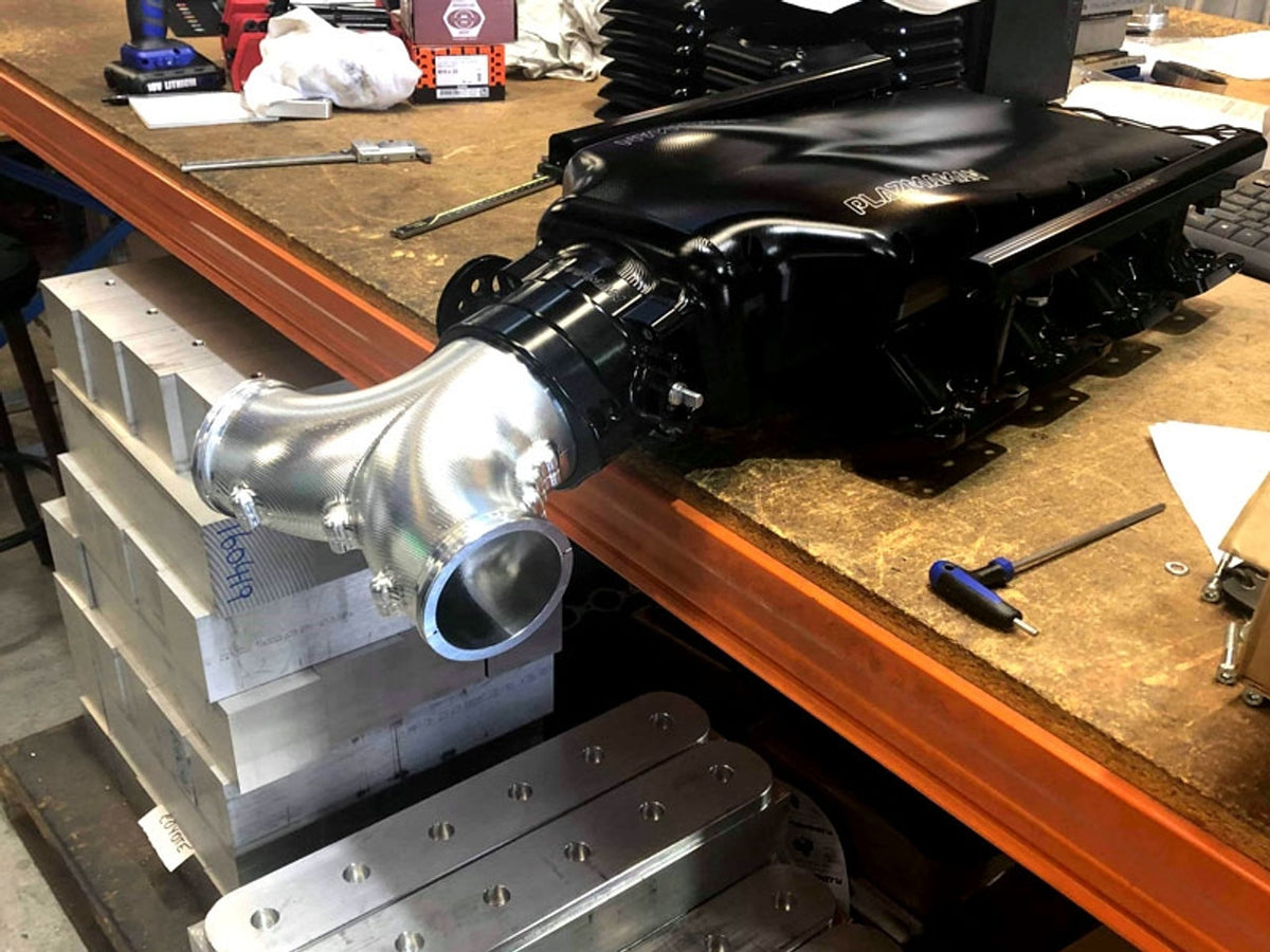 Plazmaman Intake Manifold Twin Entry Billet Adapter Twin 3" to 4" BILLADAPT-4-3