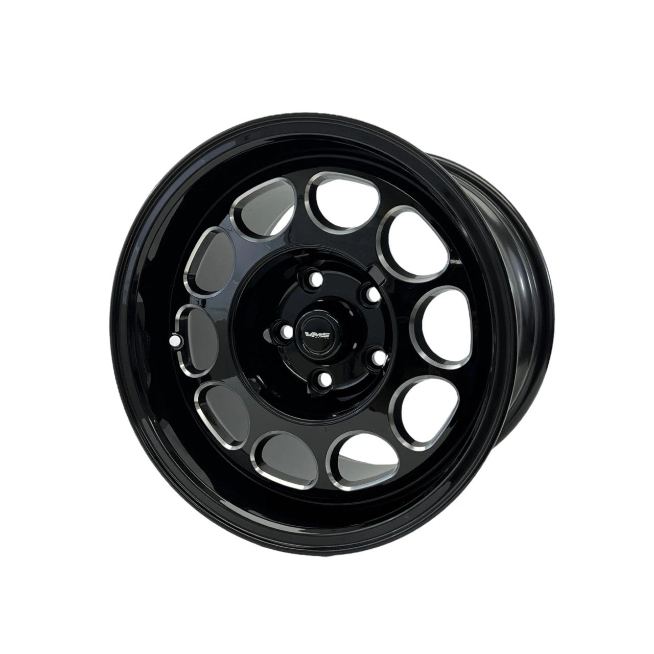 VMS Wheels Phone Dial 15X10 4X108 20 ET 73.1 CB Black Milling Finish (1979-1993 Mustang) VWPD005