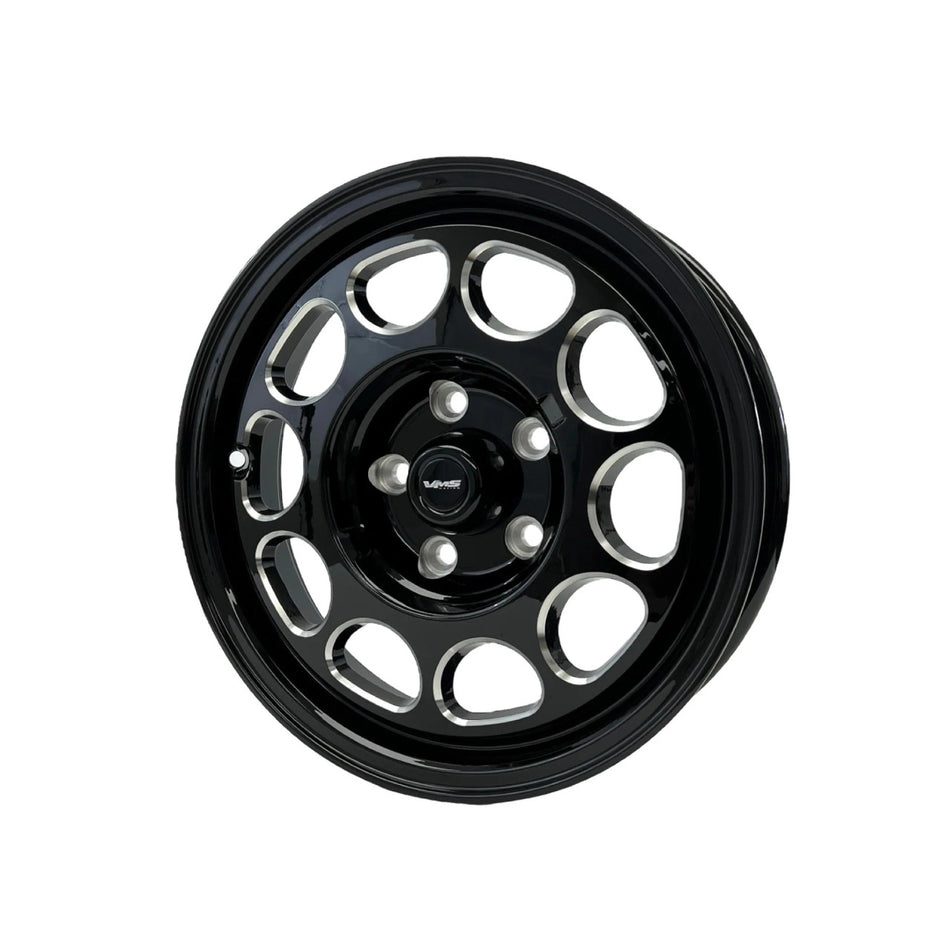 VMS Wheels Phone Dial 15X3.5 4X108 -13 ET 73.1 CB Black Milling Finish (1979-1993 Mustang) VWPD001