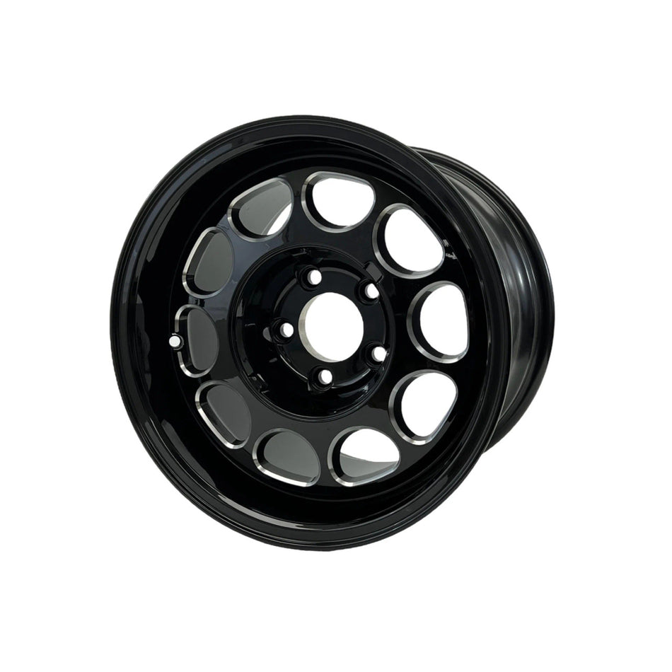 VMS Wheels Phone Dial 15X10 5X114.3 20 ET 73.1 CB Black Milling Finish (1979-1993 Mustang) VWPD007