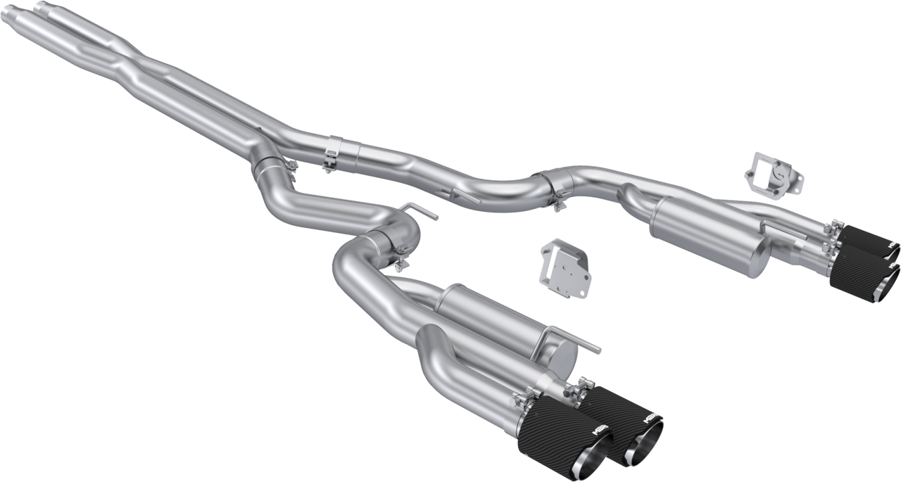 MBRP Race Series 3" Catback Exhaust Dual Split Rear Quad Carbon Fiber Tips (2024-2025 Mustang GT) S72823CF