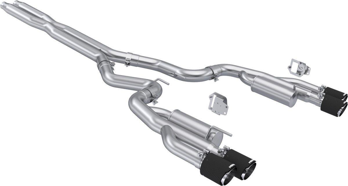 MBRP Race Series 3" Catback Exhaust Dual Split Rear Quad Carbon Fiber Tips (2024-2025 Mustang GT) S72823CF