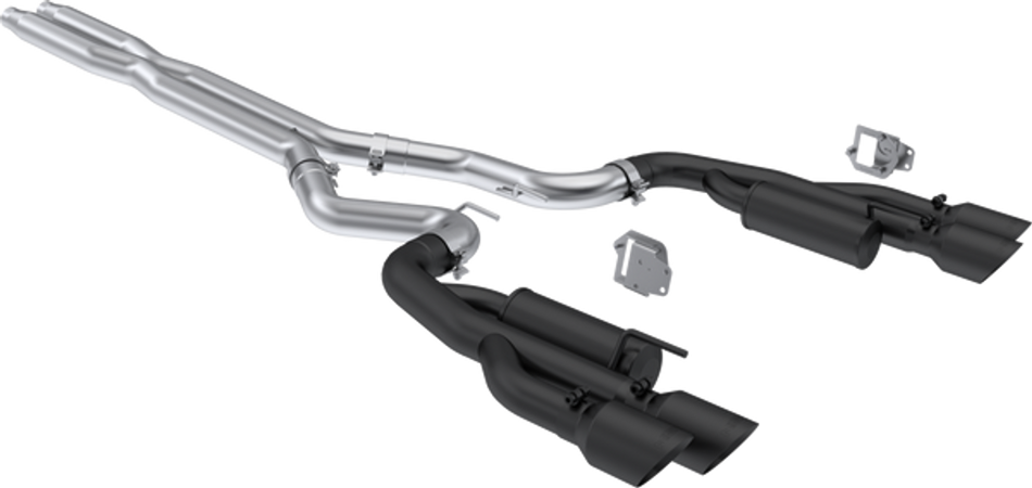 MBRP Race Series 3" Catback Exhaust Dual Split Rear Quad Black Tips (2024-2025 Mustang GT) S7282BLK